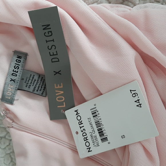 NWT Love X Design Small Rose Quartz Shoulder Out Ruched Pink Dress Nordstrom - Picture 11 of 11